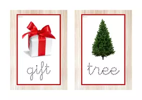Vista previa - Tarjetas / Manipulativos - INGLÉS - Vocabulario letra minúscula ligada punteada (Navidad) - página 1