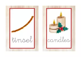 Vista previa - Tarjetas / Manipulativos - INGLÉS - Vocabulario letra minúscula ligada punteada (Navidad) - página 2