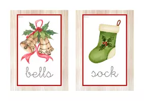 Vista previa - Tarjetas / Manipulativos - INGLÉS - Vocabulario letra minúscula ligada punteada (Navidad) - página 3