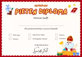 Voorbeeld - Pieten diploma - Voorblad
