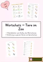 Vorschau - Arbeitsblätter - DaZ/DaF: Wortschatz Tiere im Zoo - Deckblatt