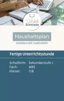 Vorschau - Stundenentwürfe - Haushaltsplan (2026) | Fertige Unterrichtsstunde | WBS | Klasse 7/8 - Deckblatt