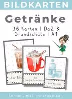 Vorschau - Mal- und Bastelvorlagen - Bildkarten Getränke – 36 Wortschatzkarten für DaZ & Grundschule (A1) - Deckblatt