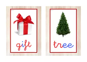 Vista previa - Tarjetas / Manipulativos - INGLÉS - Vocabulario letra minúscula ligada (Navidad) - página 1