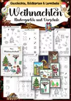 Vorschau - Unterrichtsreihen - Weihnachten Kindergarten Vorschule Vorklasse Arbeitsblätter Freiarbeitsmaterial Eltern Zuhause Xmas - Deckblatt