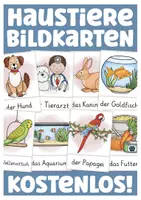 Aperçu - Présentation / Support pour le tableau - Cartes de vocabulaire I les animaux domestiques | Allemand Bildkarten Deutsch Haustiere - Page de couverture