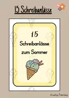 Vorschau - Aufgabenkarten - ☀️ 15 Schreibanlässe zum Sommer ☀️ - Deckblatt