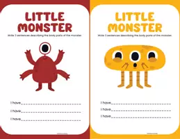 Vista previa - Hojas de trabajo - Little monsters Body Parts Book/ Parts of the Body - página 3