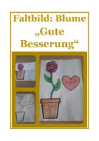 Vorschau - Mal- und Bastelvorlagen - Bastelvorlage: Faltbild "Blume" / Gute Besserung - Deckblatt
