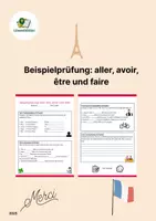 Vorschau - Arbeitsblätter - Französisch Test: aller, avoir, être, faire (Präsens) - Deckblatt