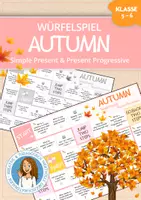 Vorschau - Arbeitsblätter - HERBST - Simple Present, Present Progressive | Würfelspiel (Autumn) - Deckblatt