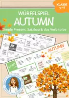 Vorschau - Spiele - HERBST - Simple Present, Satzbau, to be | Würfelspiel (Autumn) - Deckblatt