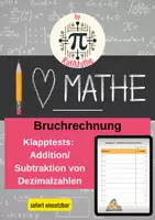 Vorschau - Arbeitsblätter - Klapptests Dezimalzahlen addieren & subtrahieren (Klasse 5/6) – 8 Versionen Üben & Wiederholen | Mit Lösungen - Deckblatt