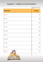 Vorschau - Arbeitsblätter - Klapptests Dezimalzahlen addieren & subtrahieren (Klasse 5/6) – 8 Versionen Üben & Wiederholen | Mit Lösungen - Seite 1