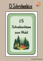 Vorschau - Aufgabenkarten - 🌲 15 Schreibanlässe zum Wald 🌲 - Deckblatt