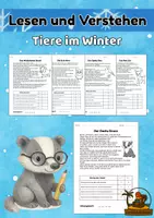 Vorschau - Arbeitsblätter - Leseverständnis Tiere im Winter | Lesetexte mit Fragen & Lösungen 2. Klasse - Deckblatt
