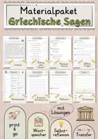 Vorschau - Arbeitsblätter - Griechische Sagen Lesetext mit Fragen + Lösungen Leseverstehen Wortspeicher didaktische Reserve Lesen Leseverständnis - Deckblatt