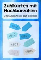 Vorschau - Stationenlernen - Zahlkarten mit Nachbarzahlen - ZR bis 10.000 - Deckblatt