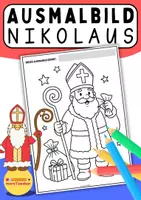 Vorschau - Mal- und Bastelvorlagen - Nikolaus Ausmalbild – kostenloses Arbeitsblatt für Kinder | Weihnachten, Advent & Schule - Deckblatt
