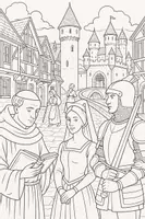 Vorschau - Mal- und Bastelvorlagen - Drei verschiedene Mittelalter Ausmalbilder ab Klasse 5-8 - Seite 1