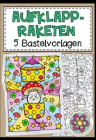 Vorschau - Mal- und Bastelvorlagen - Neujahr - Raketen - Aufklappbilder (5 handgezeichnete Bastelvorlagen) - Deckblatt