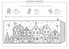 Vorschau - Mal- und Bastelvorlagen - Winterhäuser-Windlichter 🏠✨❄️ Weihnachten | Ausmalen, Basteln & stimmungsvolle Lichtdeko - Seite 3