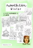 Vorschau - Mal- und Bastelvorlagen - Kostenlos: Ausmalbilder Winter – 10 winterliche Motive (Klasse 1, 2, 3, 4) - Deckblatt