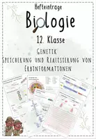 Vorschau - Präsentationen/Tafelbilder - Genetik: Speicherung und Realisierung von Erbinformationen | Biologie 12 | Hefteinträge - Deckblatt