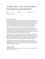 Vorschau - Klassenarbeiten - Theodor Storm: Der Schimmelreiter – Klausurmaterial Deutsch SEK II mit ausführlichem Erwartungshorizont - Deckblatt