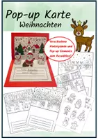 Vorschau - Mal- und Bastelvorlagen - Pop up Karte Weihnachten - 3D Weihnachtskarte - Deckblatt