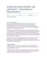 Vorschau - Klassenarbeiten - Annette von Droste-Hülshoff: Die Judenbuche – Klausurmaterial Deutsch SEK II mit detailliertem Erwartungshorizont - Deckblatt