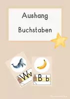 Vorschau - Merkblätter - Aushang Buchstaben in beige, blau und grün - Deckblatt