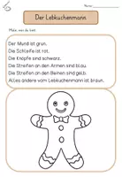 Vorschau - Arbeitsblätter - Winter: Leseverstehen & Hörverstehen | Klasse 2 | Vorlesen & Ausmalen - Lebkuchenmann & Schneemann - Seite 1