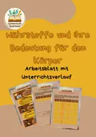 Vorschau - Stundenentwürfe - Nährstoffe einfach erklärt - Arbeitsblatt mit Unterrichtsverlauf - Deckblatt
