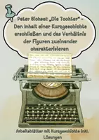Vorschau - Arbeitsblätter - Der Inhalt und das Figurenverhältnis einer Kurzgeschichte - Deckblatt
