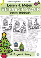 Vorschau - Arbeitsblätter - Lesen, Verstehen, Malen Weihnachten, Lesetraining, Klasse 2, Klasse 3, Klasse 4, DaZ (Leseverständnis) - Deckblatt