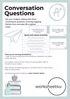 Vista previa - Hojas de trabajo - Conversation Questions - Sports and Leisure Activities - Portada
