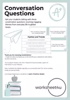 Vista previa - Hojas de trabajo - Conversation Questions - Fashion and Trends - Portada