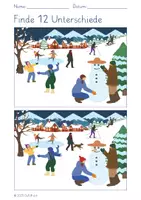 Vorschau - Spiele - Wimmelbild Winter 12 Unterschiede finden Deutsch DaF DaZ - Seite 1