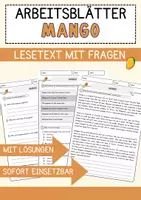 Vorschau - Arbeitsblätter - Mango Food Englisch Lesetext mit Richtig Falsch-, Multiple-Choice- und Offenen Fragen (Englisch Arbeitsblatt) - Deckblatt