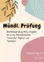 Vorschau - Test - Mündliche Prüfung Abitur Englisch LK (Monarchy/Nigeria/Dystopia) - Deckblatt