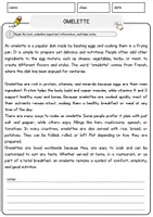 Vorschau - Arbeitsblätter - Omelette Food Englisch Lesetext mit Richtig Falsch-, Multiple-Choice- und Offenen Fragen (Englisch Arbeitsblatt) - Seite 1