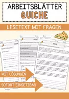 Vorschau - Arbeitsblätter - Quiche Food Englisch Lesetext mit Richtig Falsch-, Multiple-Choice- und Offenen Fragen (Englisch Arbeitsblatt) - Deckblatt