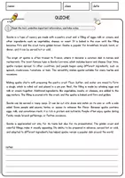 Vorschau - Arbeitsblätter - Quiche Food Englisch Lesetext mit Richtig Falsch-, Multiple-Choice- und Offenen Fragen (Englisch Arbeitsblatt) - Seite 1