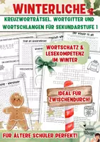 Vorschau - Spiele - Weihnachtliche Kreuzworträtsel und Suchsel für Kinder - Deckblatt