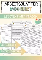 Vorschau - Arbeitsblätter - Yoghurt Food Englisch Lesetext mit Richtig Falsch-, Multiple-Choice- und Offenen Fragen (Englisch Arbeitsblatt) - Deckblatt