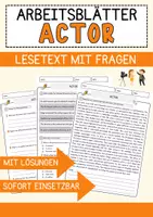 Vorschau - Arbeitsblätter - Actor Jobs Englisch Leseverstehen mit Richtig-Falsch-, Multiple-Choice- und Offenen Fragen (Englisch Arbeitsblatt) - Deckblatt