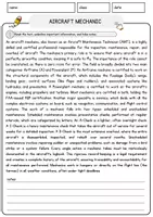 Vorschau - Arbeitsblätter - Aircraft Mechanic Jobs Englisch Leseverstehen mit Richtig-Falsch-, Multiple-Choice- und Offenen Fragen (Englisch Arbeitsblatt) - Seite 1