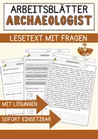 Vorschau - Arbeitsblätter - Archaeologist Jobs Englisch Leseverstehen mit Richtig-Falsch-, Multiple-Choice- und Offenen Fragen (Englisch Arbeitsblatt) - Deckblatt