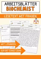 Vorschau - Arbeitsblätter - Biochemist Jobs Englisch Leseverstehen mit Richtig-Falsch-, Multiple-Choice- und Offenen Fragen (Englisch Arbeitsblatt) - Deckblatt